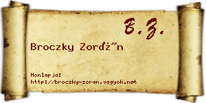 Broczky Zorán névjegykártya